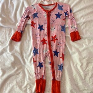 Little sleepies Pink and Red Starry Footie